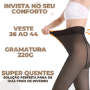 Meia-Calça Térmica Feminina Plus Size M-GG Forrada Peluciada Translúcida de Lã Super Elástica Slim Com Pé 240Gramas