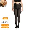 Meia-Calça Térmica Feminina Plus Size M-GG Forrada Peluciada Translúcida de Lã Super Elástica Slim Com Pé 240Gramas