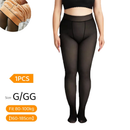 Meia-Calça Térmica Feminina Plus Size M-GG Forrada Peluciada Translúcida de Lã Super Elástica Slim Com Pé 240Gramas