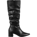 Bota Feminina GiGiL Cano Longo Enrugado Slouch Bico Fino Salto Bloco Médio Elegante Clássica Casual