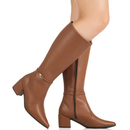 Bota Feminina GiGiL Montaria Cano Alto Bico Fino Salto Bloco Detalhe Metal Elegante Sofisticado