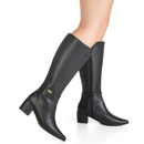 Bota Feminina Montaria Cano Alto Bico Fino Salto Bloco Detalhe Metal Elegante Sofisticado