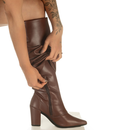 Bota Capa Feminina Cano Longo Salto Alto Bloco Bico Fino Elegante Moda Capry GiGiL