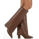 Bota Capa Feminina Cano Longo Salto Alto Bloco Bico Fino Elegante Moda Capry GiGiL