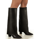 Bota Capa Feminina Cano Longo Salto Alto Bloco Bico Fino Elegante Moda Capry GiGiL