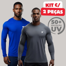 Promoção Kit com 2 Camisa Termica Manga Longa UV50+ Malha fria Academia Corrida Símbolo Refletivo