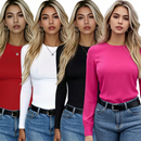 Kit 2 Camisas Térmica Feminina Proteção Uv 50+ Segunda Pele Camiseta Blusa Fria Academia Manga Longa