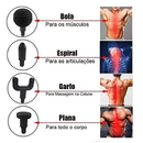 Massageador Elétrico Profissional Muscular Pistola Portátil Original c/ 6 Níveis e 4 Ponteiras