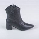 Bota Texana Feminina Bordada Western Bico Fino Salto Bloco Médio Boho