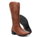 Bota Texana Western Cano Alto Feminina Com Bordado Estilosa Rodeio