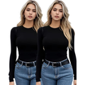 Kit 2 Camisas Térmica Feminina Proteção Uv 50+ Segunda Pele Camiseta Blusa Fria Academia Manga Longa