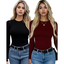 Kit 2 Camisas Térmica Feminina Proteção Uv 50+ Segunda Pele Camiseta Blusa Fria Academia Manga Longa